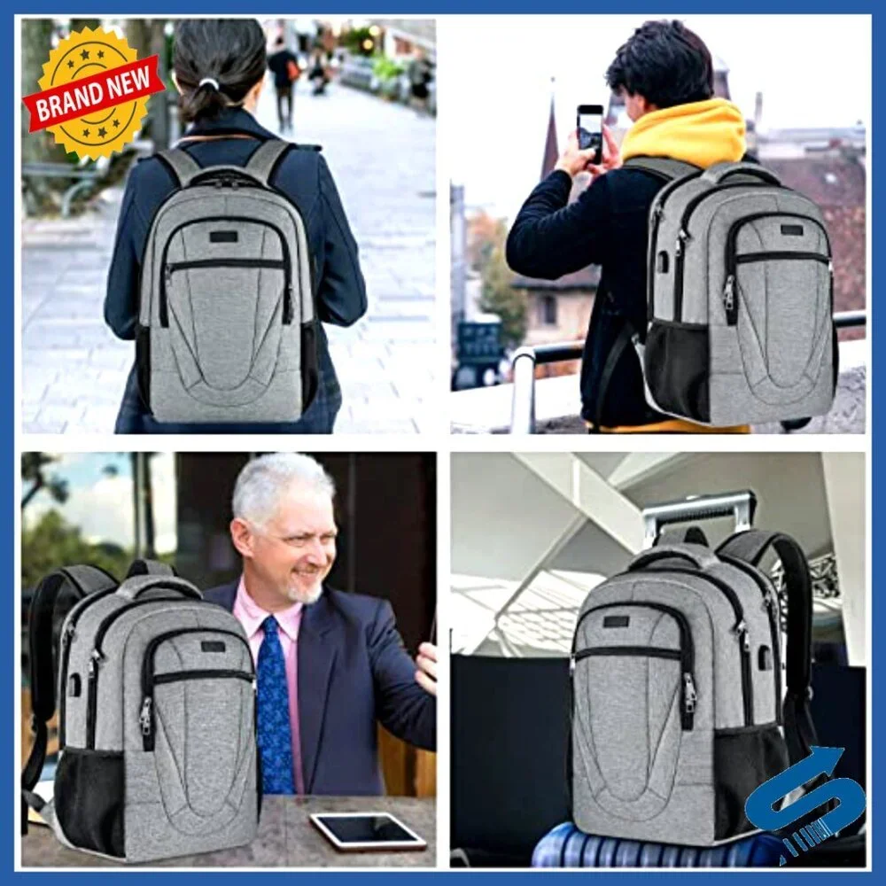 Travel Laptop Backpack Anti Theft Slim Durable USB Charging Port Computer Bag - Picture 7 of 7